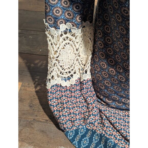 Ces Femme S/Chico Dress Patterned Print Keyhole Lace Cuff Long Sleeve Trendy - Picture 5 of 6